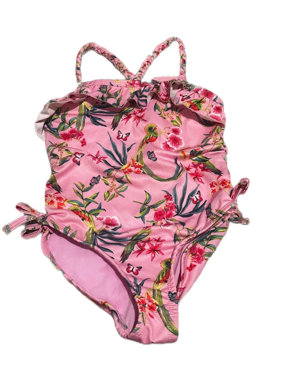 Vince Camuto Pink Tropical Floral Girls' One-Piece Swimsuit